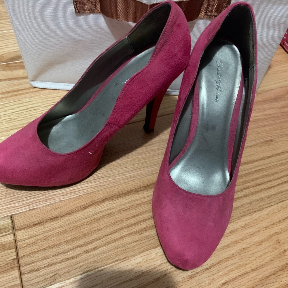 Pink suede pumps size 8